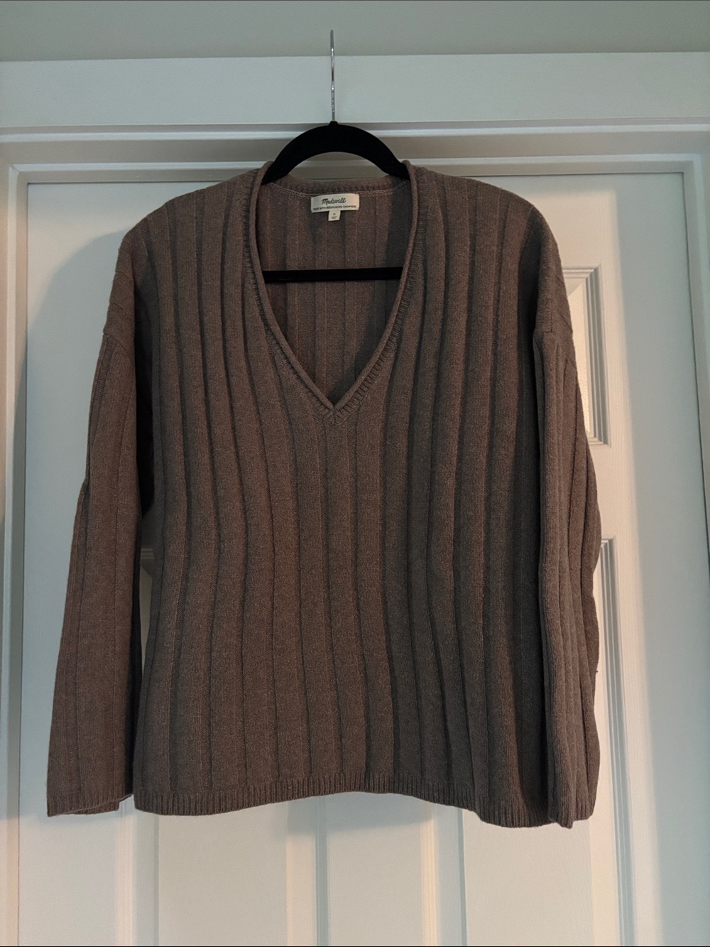 Madewell Taupe Ribbed Cashmere Sweater